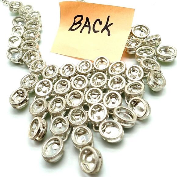 Green & Silver-tone Faceted Iridescent Faux Stone Necklace - Picture 6 of 15